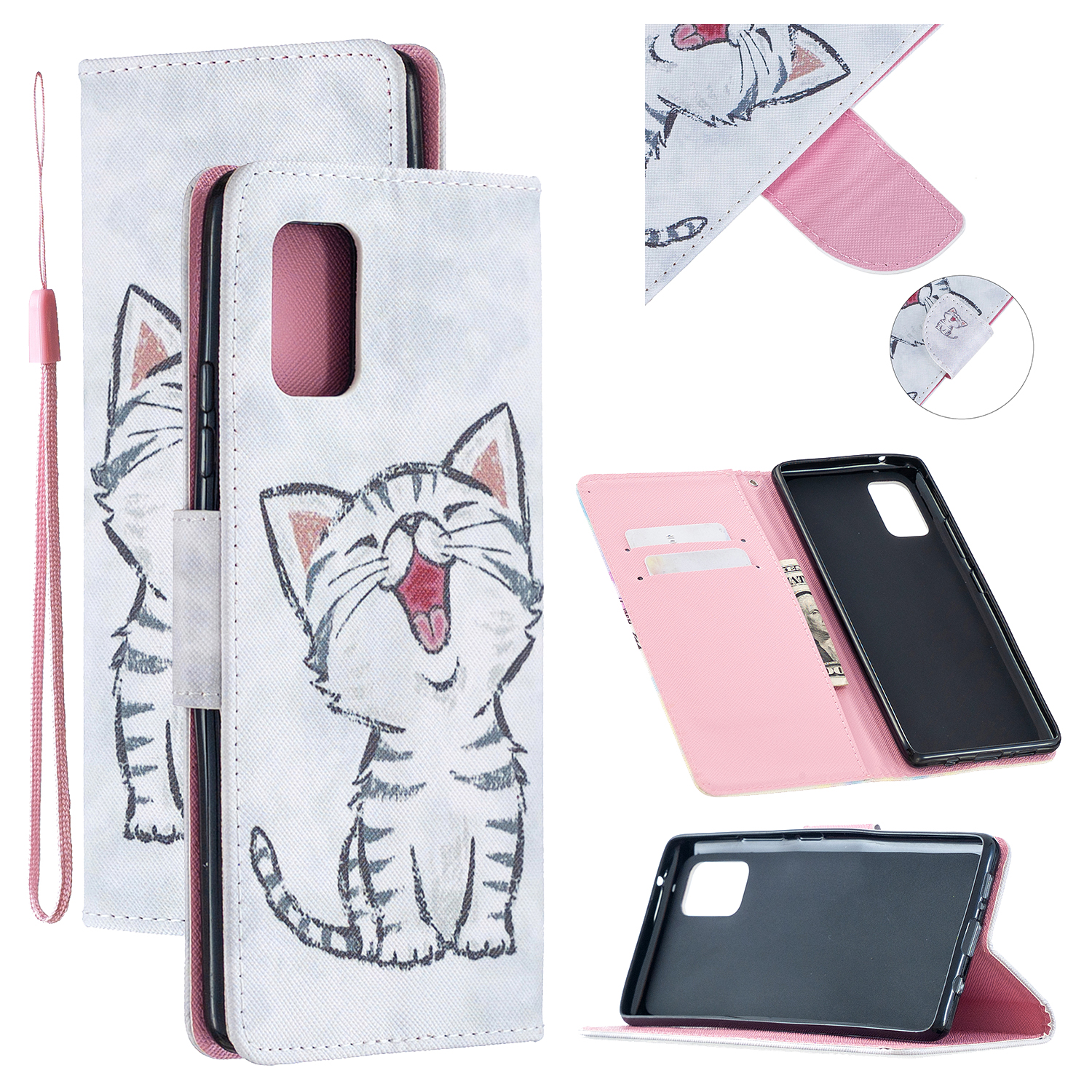 

Pattern Printing Leather Wallet Case Cover for Samsung Galaxy A51 5G SM-A516 - Happy Cat, Galaxy A51 5G
