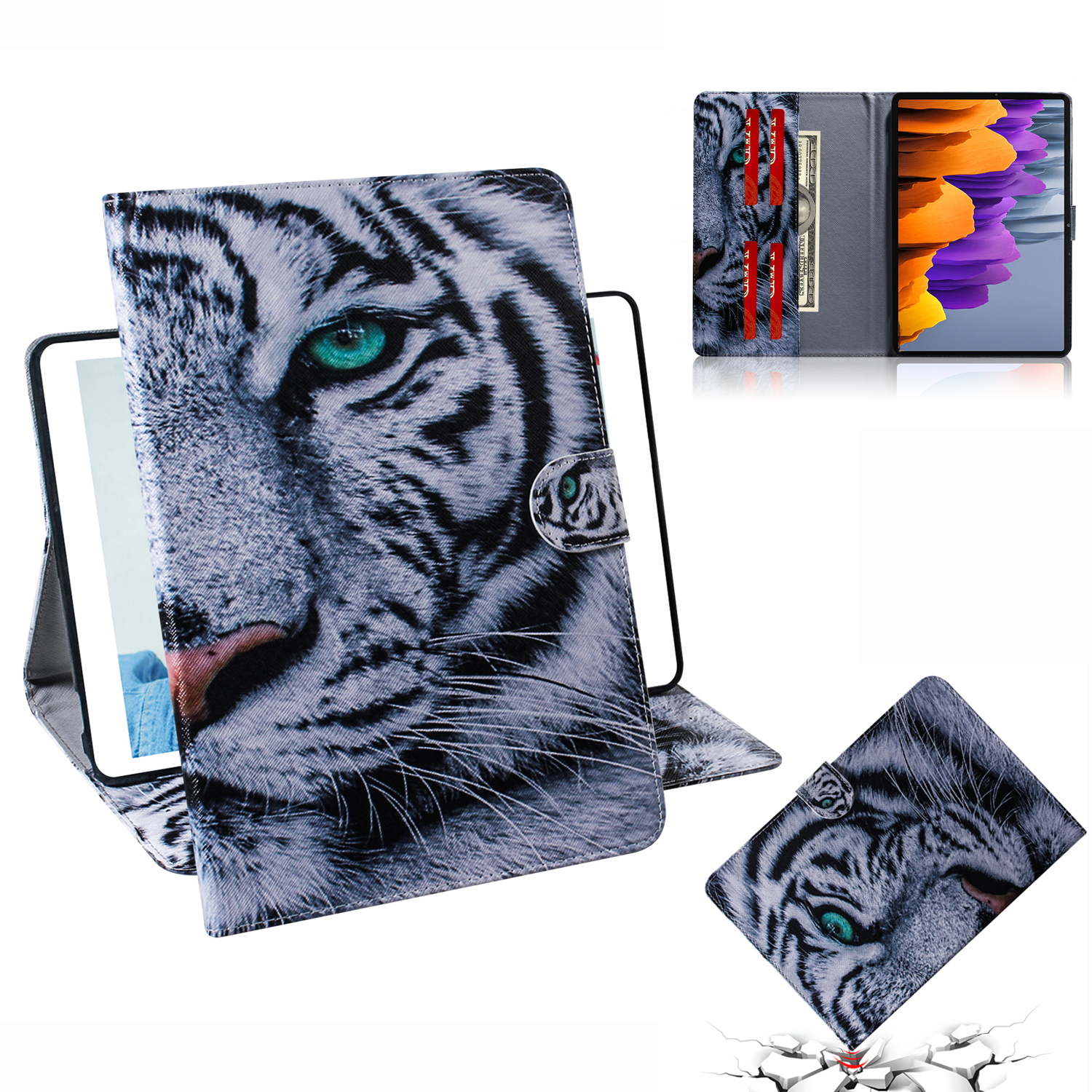 

Печатная Печать Кожаная Таблетка Для Samsung Galaxy Tab S7 T870 - Тигровое Лицо, Galaxy Tab S7