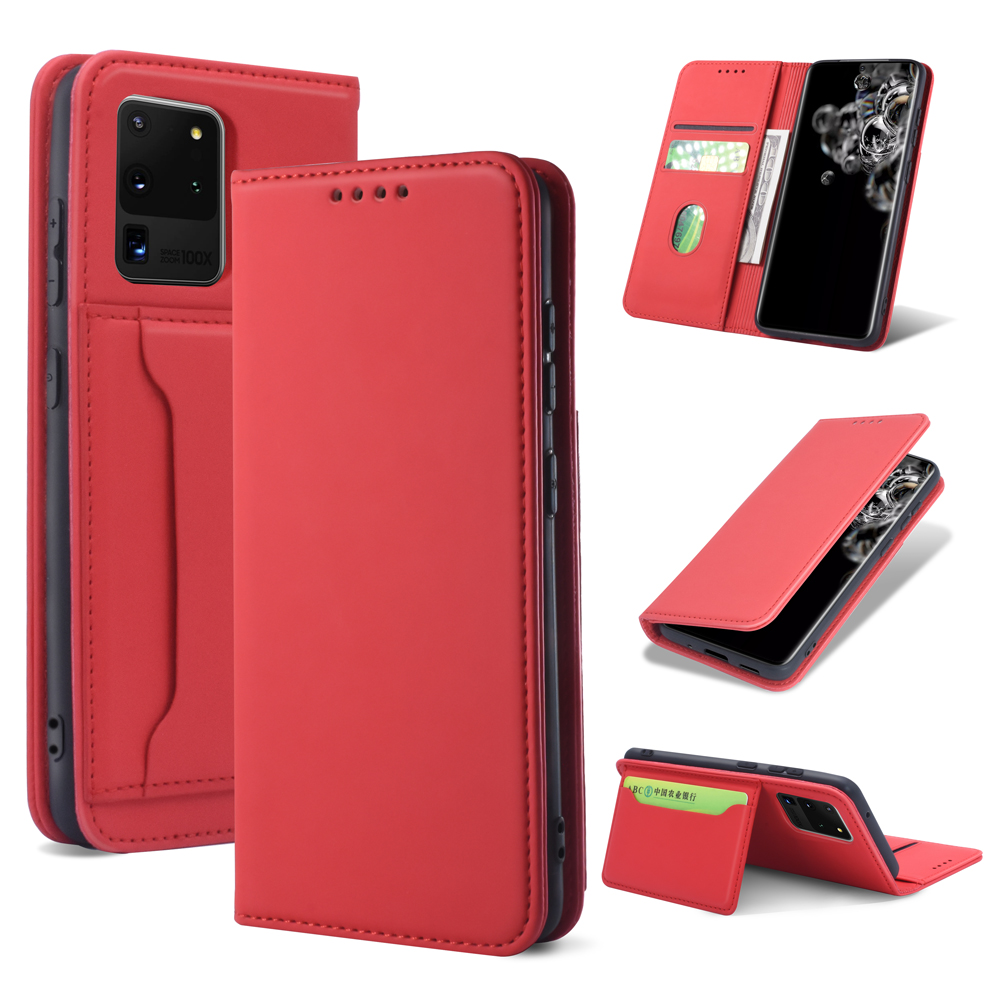 

Liquid Silicone Touch Leather Wallet Case for Samsung Galaxy S20 Ultra - Red, Galaxy S20 Ultra