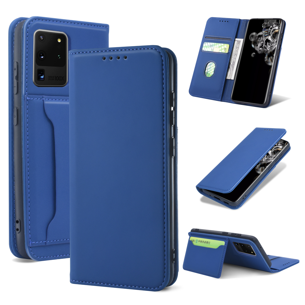 

Liquid Silicone Touch Leather Wallet Case for Samsung Galaxy S20 Ultra - Blue, Galaxy S20 Ultra