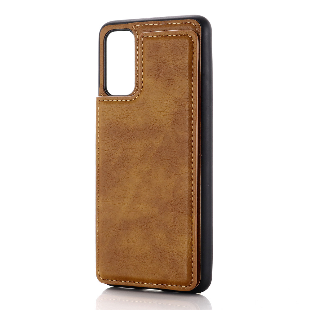 

PU Leather Coated PC + TPU Hybrid Card Holder Shell with Kickstand for Samsung Galaxy S20 - Brown, Galaxy S20