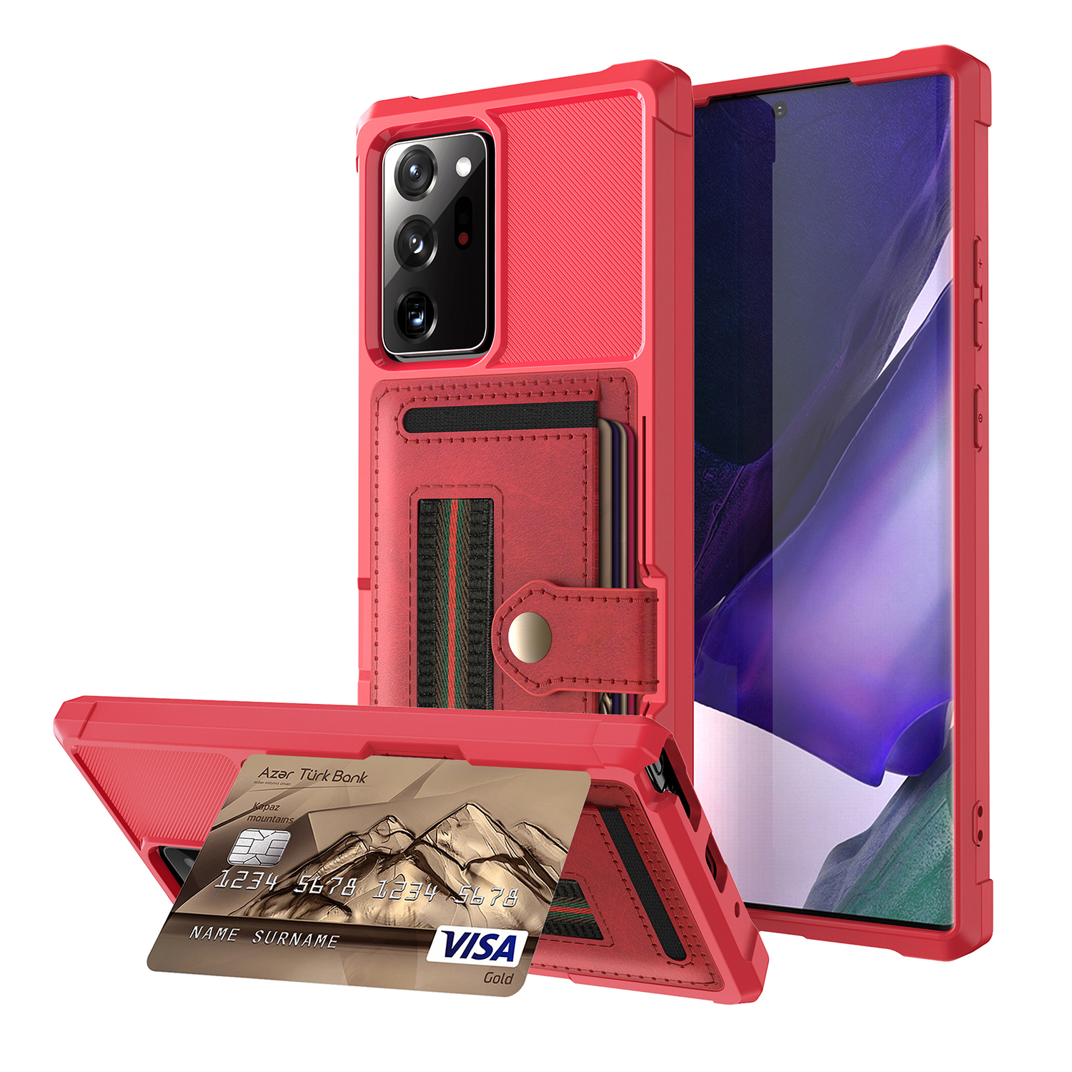 

Кожа TPU+PU с Упругим Кольцевым Ремешком Для Пальцев Для Samsung Galaxy Note20 Ultra/Note20 Ultra 5G - Красный, Galaxy Note20 Ultra 5G