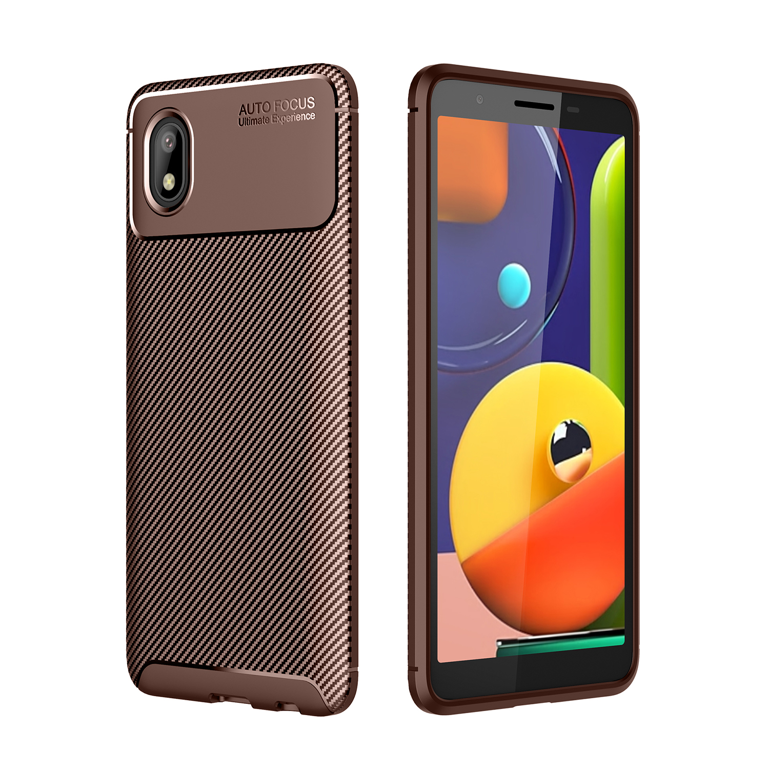 

Carbon Fiber Anti-drop Case TPU Back Shell for Samsung Galaxy A01 Core - Brown, Galaxy A01 Core