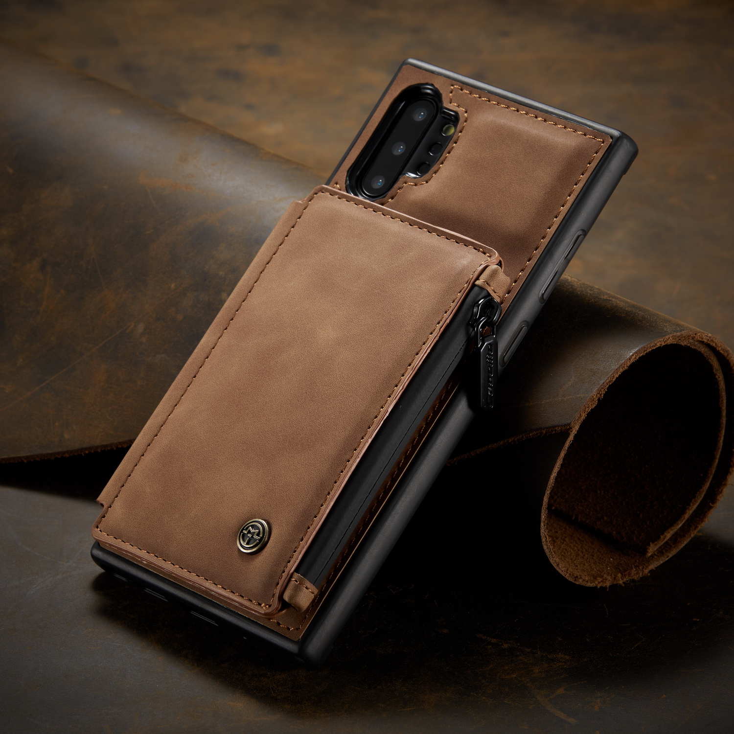 

Caseme C20 Pocket Pocket Card Slots PU - Коричневый, Galaxy Note 10 Plus 5G