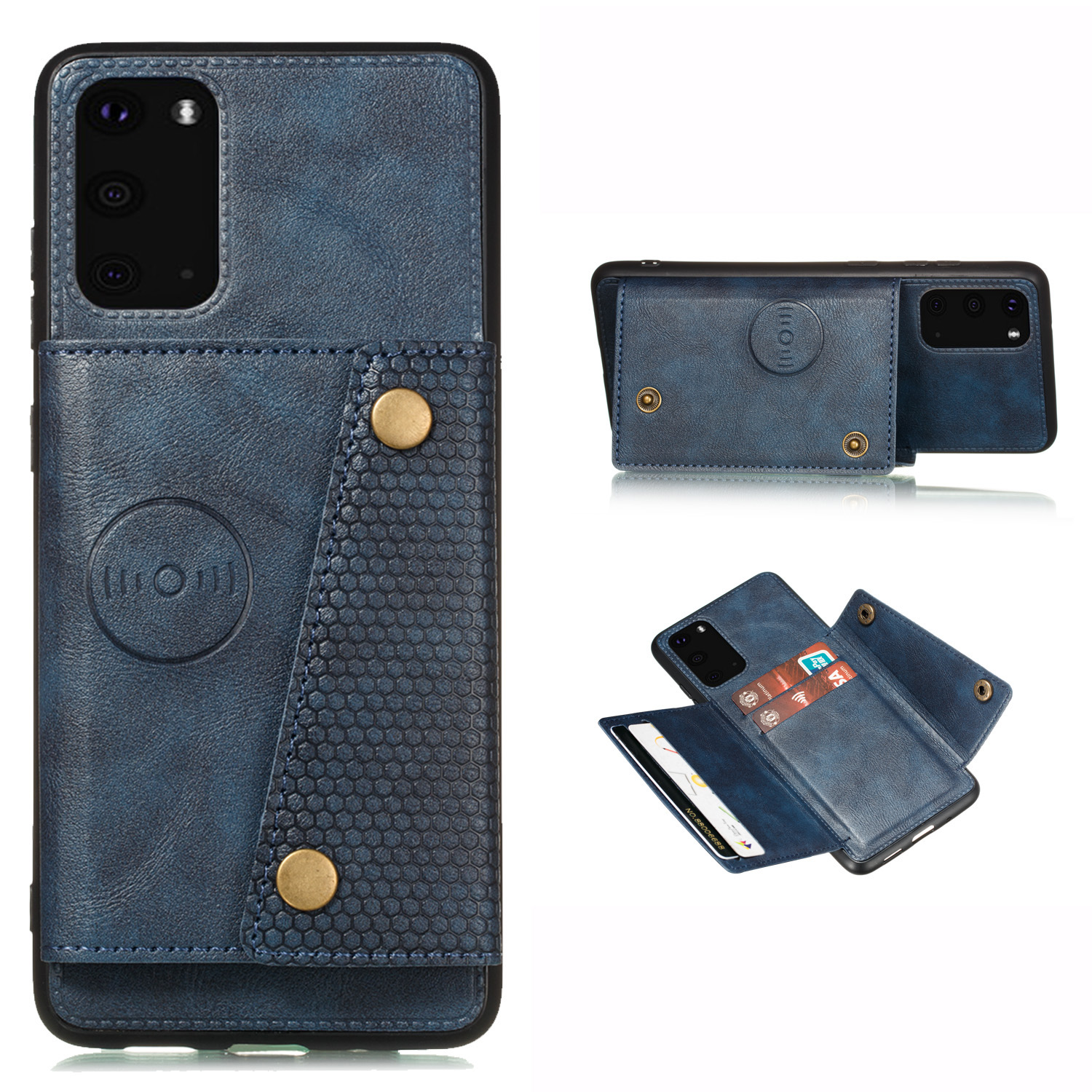 

Kickstand Card Holder PU Leather Coated TPU Case [Built-in Vehicle Magnetic Sheet] for Samsung Galaxy Note 20/Note 20 5G - Blue, Galaxy Note 20