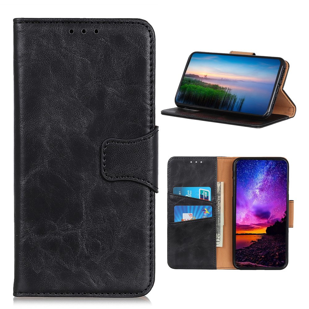 

Сумасшедшая Кожа Кожа Сплит Кожа Защитная Оболочка Для Samsung Galaxy S20 FE / S20 Fan Edition / S20 FE 5G / S20 Fan Edition 5G / S20 Lite / Вентилятор - Чернить, Galaxy S20 Lite