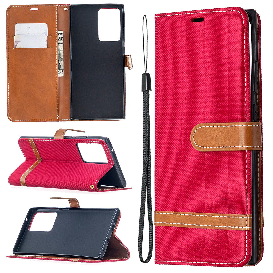 

Assorted Color Jeans Cloth Skin Leather Shell for Samsung Galaxy Note20 Ultra/Note20 Ultra 5G - Red, Galaxy Note20 Ultra