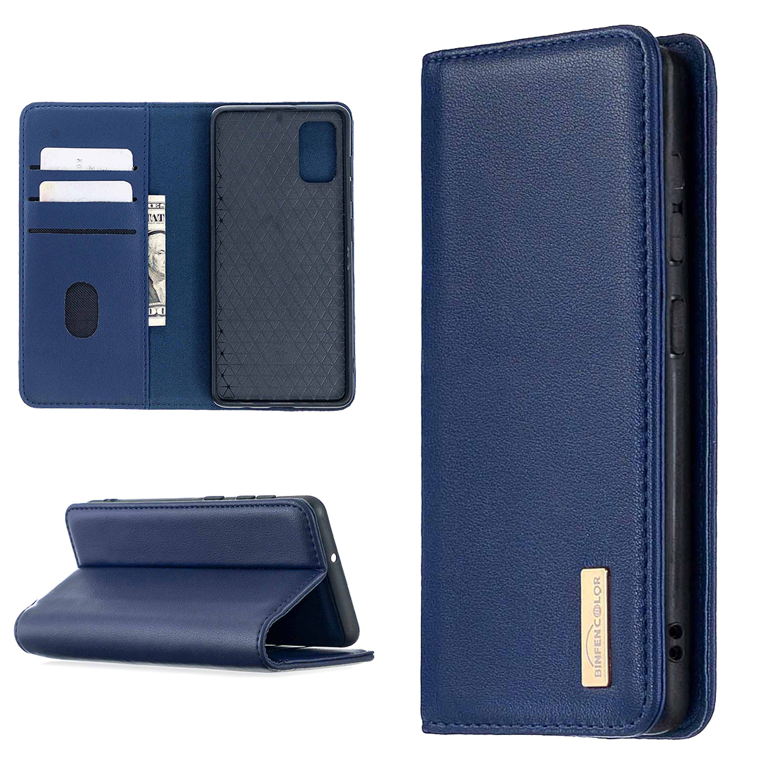 

BF06 Detachable 2-in-1 Genuine Leather Wallet Shell + TPU Back Case for Samsung Galaxy A41 (Global Version) - Blue, Galaxy A41 (Global Version)