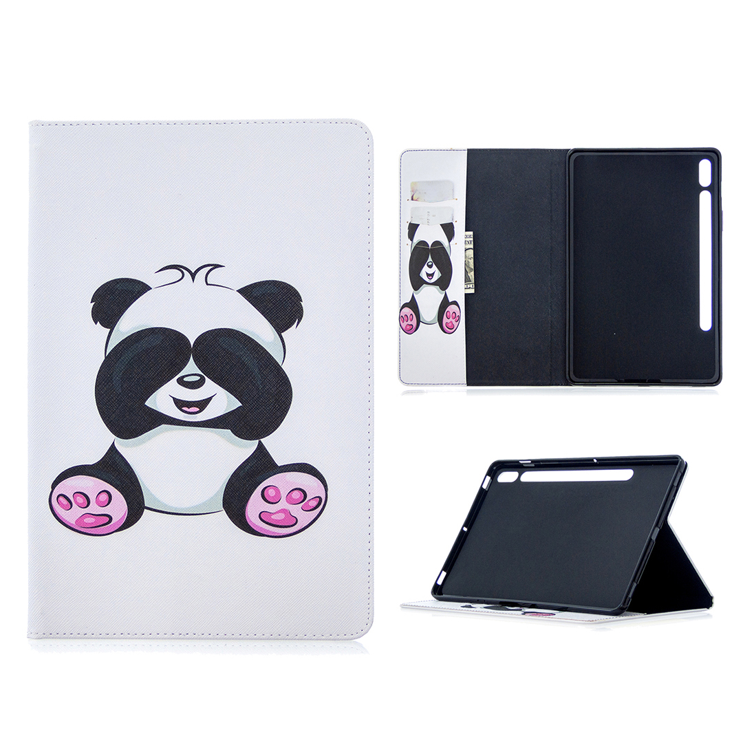 

Printing Flip Leather Protector Wallet Tablet Cover for Samsung Galaxy Tab S7 T870 - Panda, Galaxy Tab S7