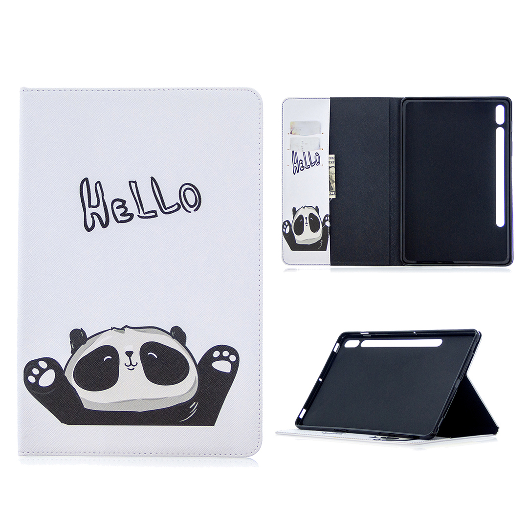 

Печать Flip Leather Protector Wallet Cover Для Samsung Galaxy Tab S7 T870 - Привет, Панда, Galaxy Tab S7