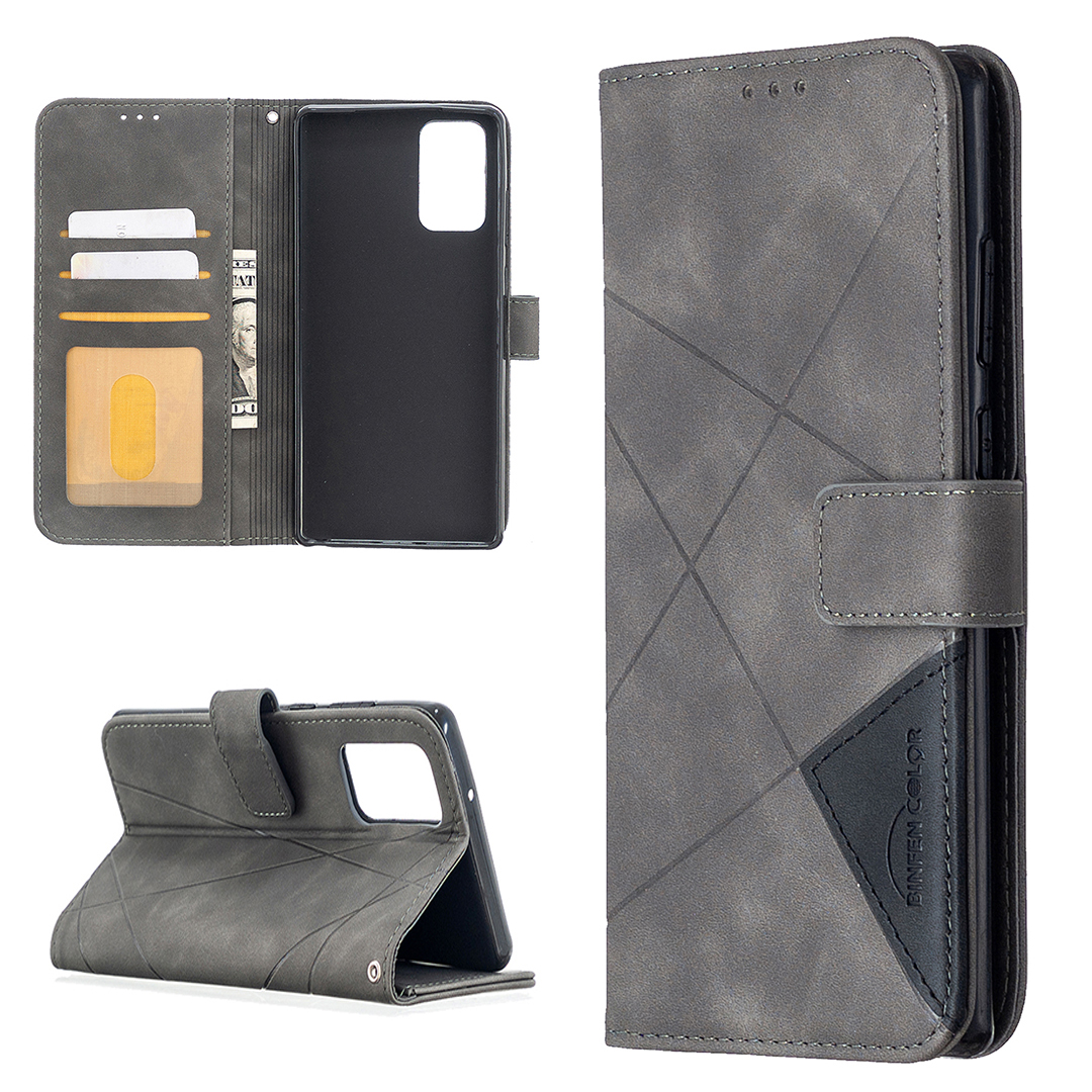 

BF05 Geometric Texture Leather Unique Case for Samsung Galaxy Note20 4G/5G - Grey, Galaxy Note20
