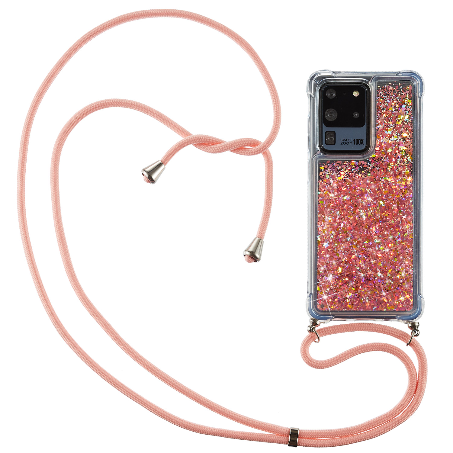 

Glitter Powder Quicksand TPU Back Case with Lanyard for Samsung Galaxy S20 Ultra - Orange, Galaxy S20 Ultra