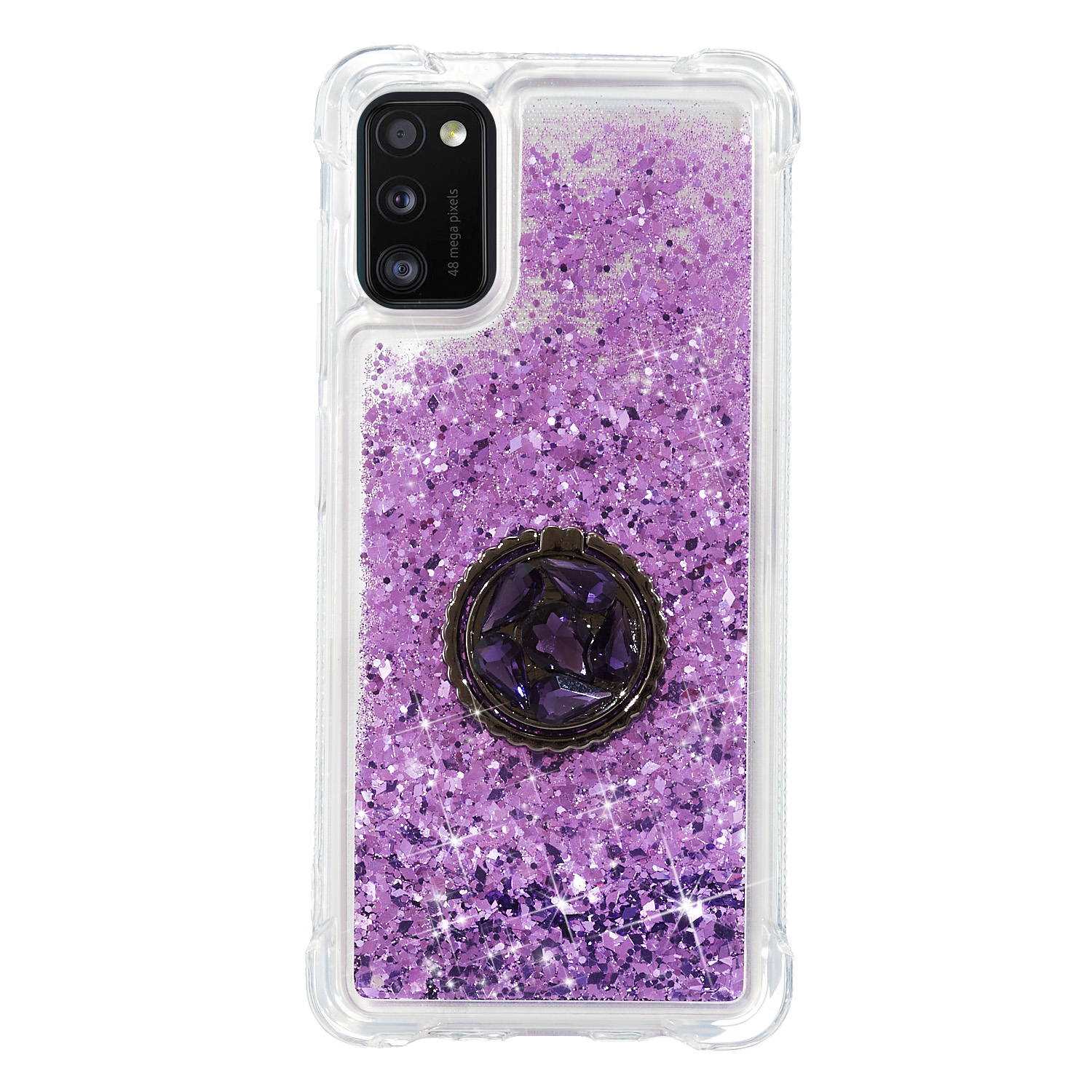 

Блеск Порошок Quicksand Chinestone Decor Kicstandone TPU Cover Для Galaxy A41 (глобальная Версия) - Фиолетовый, Galaxy A41 (Global Version)