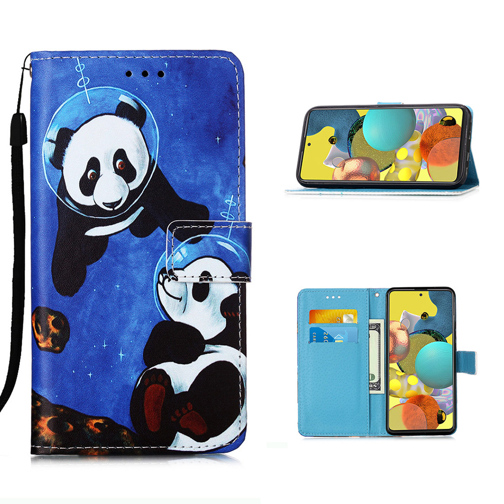 

Pattern Printing PU Кожаный Кошелек Cover Cover Для Samsung Galaxy A51 5G SM-A516 - Космическая Панда, Galaxy A51 5G
