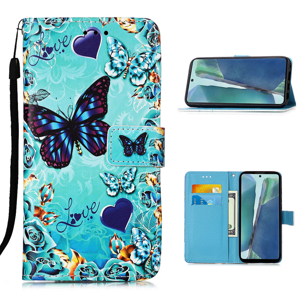 

Pattern Printing Leather Case for Samsung Galaxy Note 20/Note 20 5G - Blue Butterfly, Galaxy Note 20