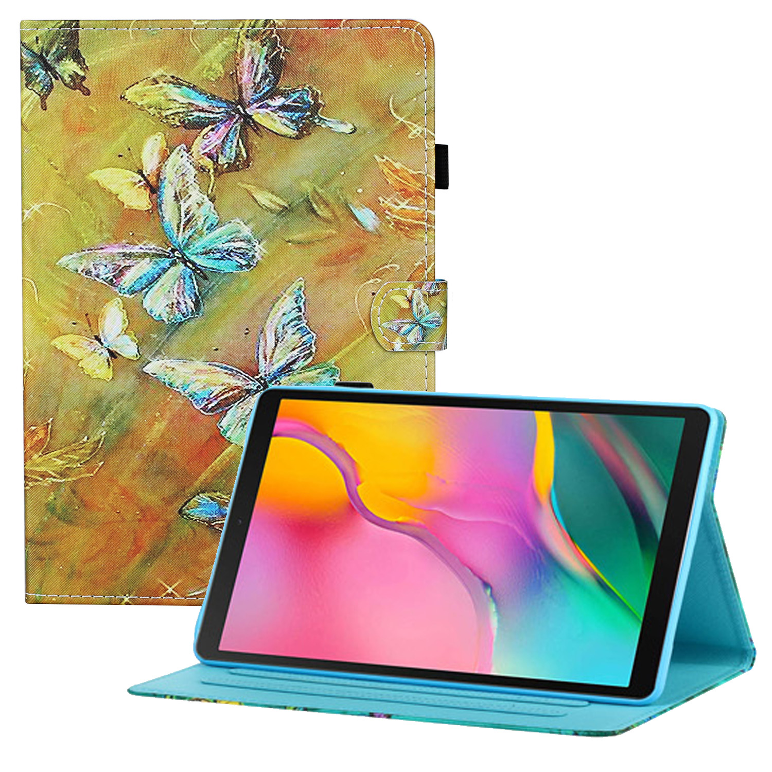 

Для Samsung Galaxy Tab A7 10.4 (2020) T500/T505 Печать PU Leather Flip Stand Smart Cover с Держателем Карты - Блестящие Бабочки, Galaxy Tab A7 10.4 (2022)