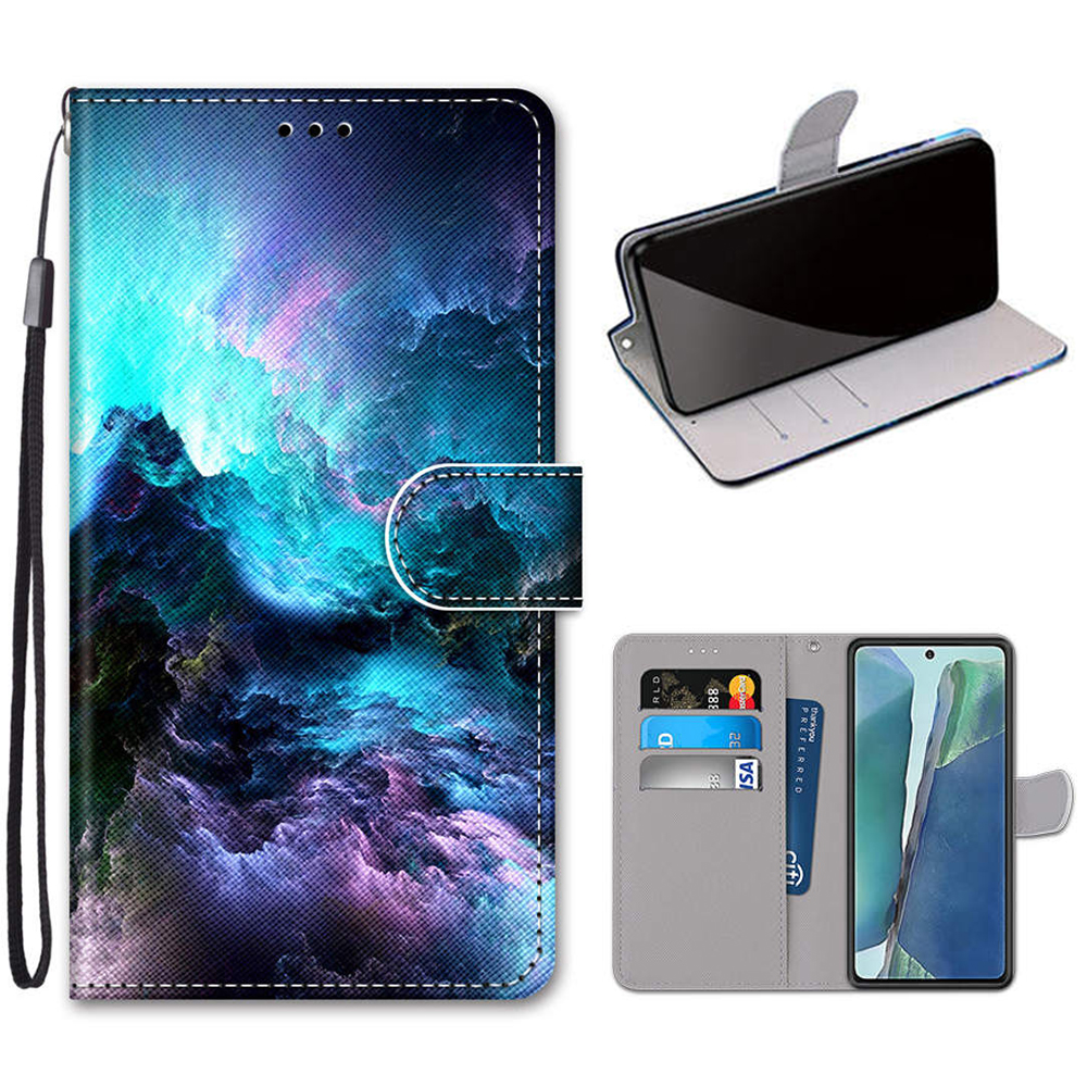 

Pattern Printing Cross Texture Leather Wallet Phone Shell with Strap for Samsung Galaxy Note 20/Note 20 5G - Cloud, Galaxy Note 20