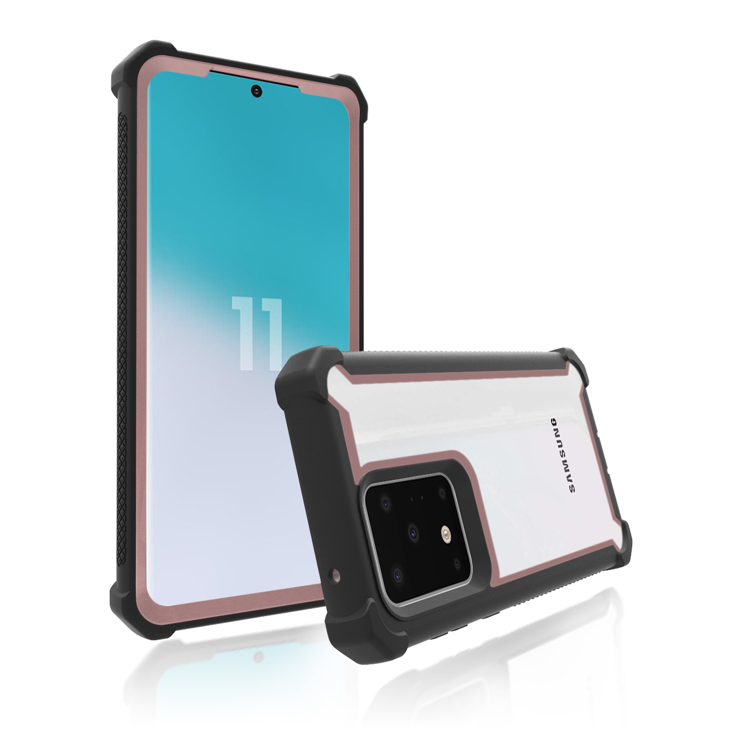 

Крышка Сотового Телефона PC+TPU Для Samsung Galaxy S20 Plus - Черное/розовое Золото, Galaxy S20 Plus 4G
