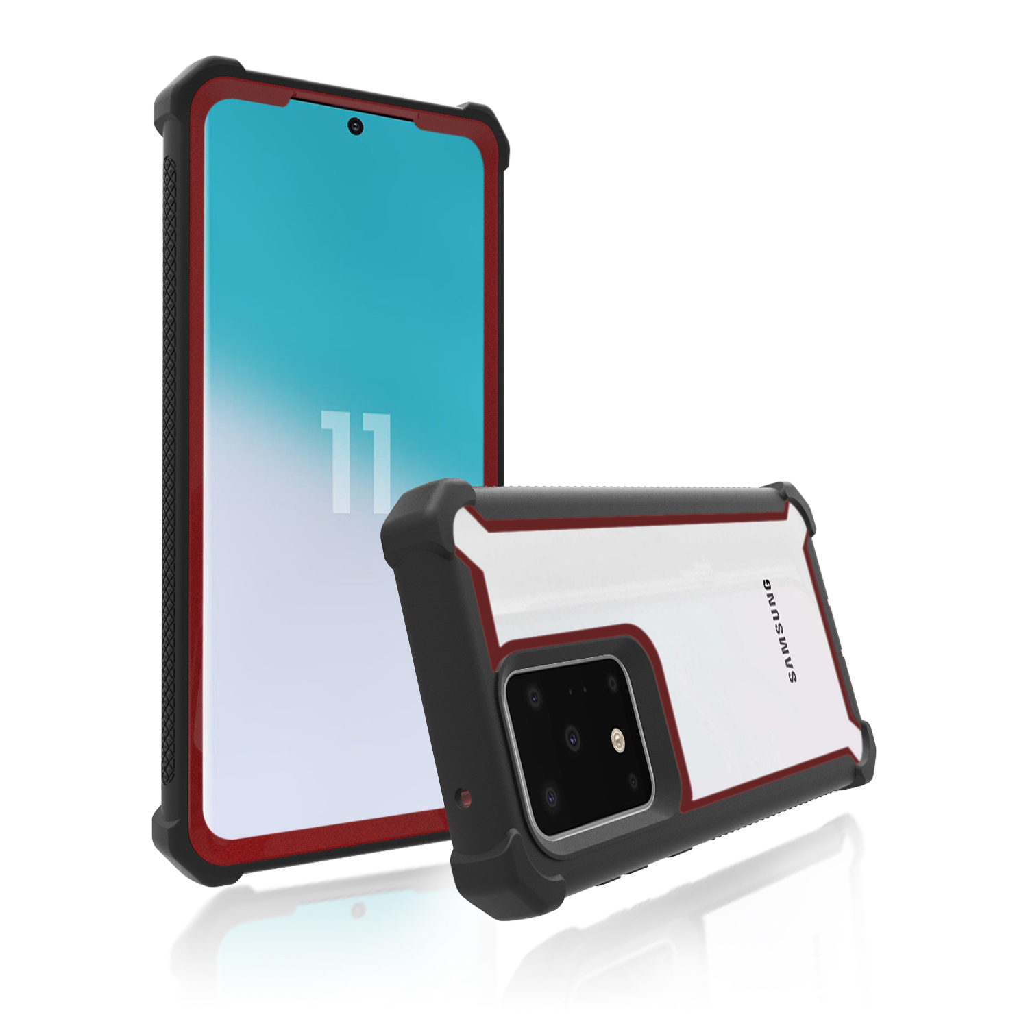

Anti-drop PC+TPU Mobile Phone Cover for Samsung Galaxy S20 Ultra - Black/Red, Galaxy S20 Ultra