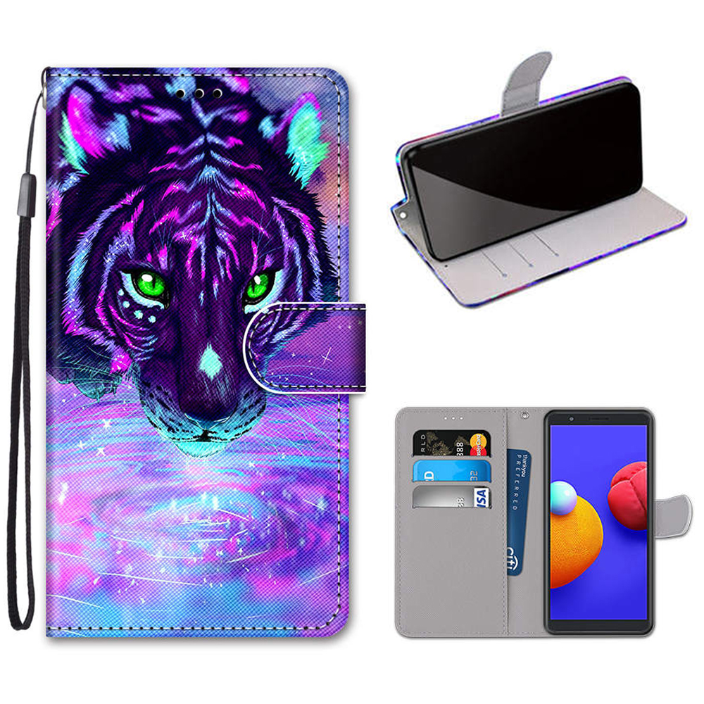 

Printing Skin Cross Texture Leather Cover with Strap for Samsung Galaxy A01 Core - Tiger, Galaxy A01 Core