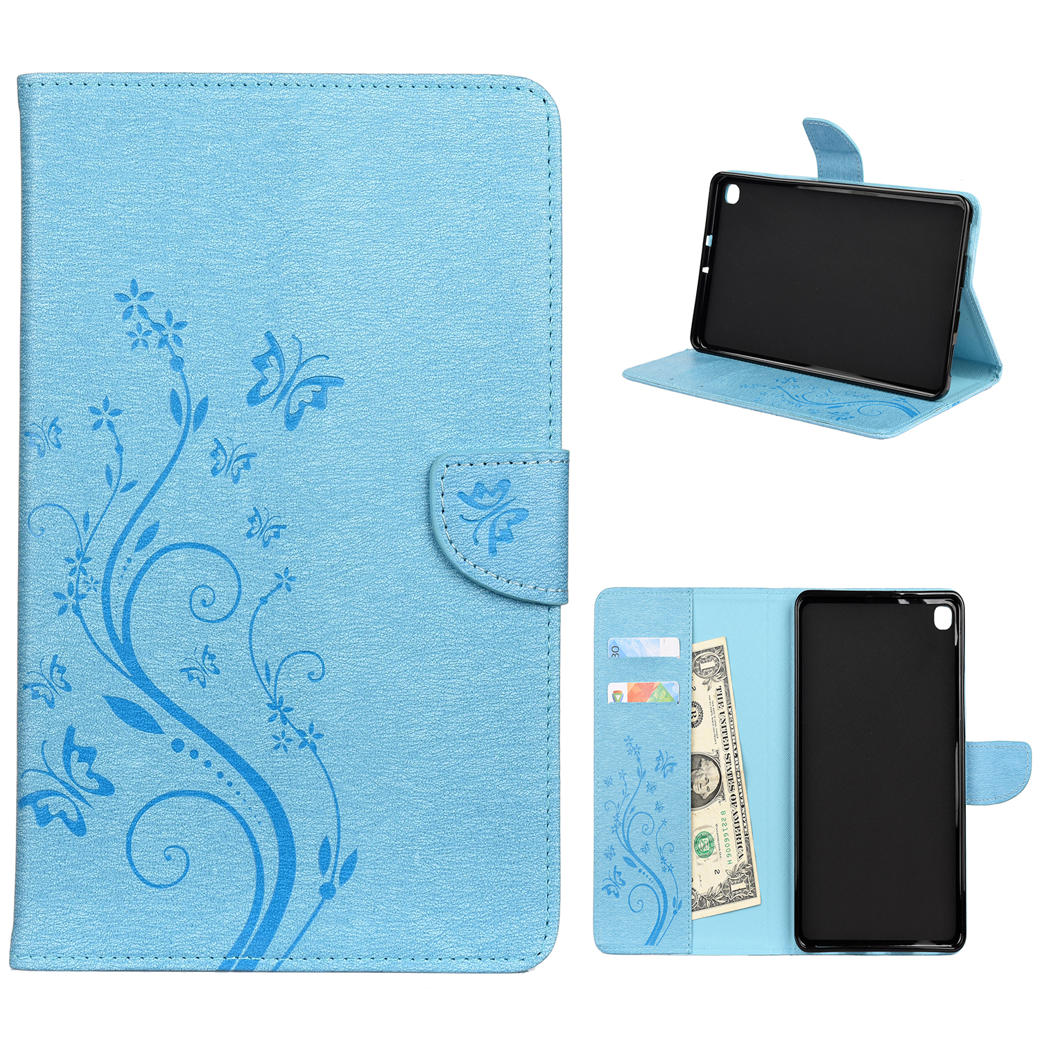 

Butterfly Flowers Imprinted Leather Tablet Shell for Samsung Galaxy Tab A 8.4 (2020) - Blue, Galaxy Tab A 8.4 (2020)