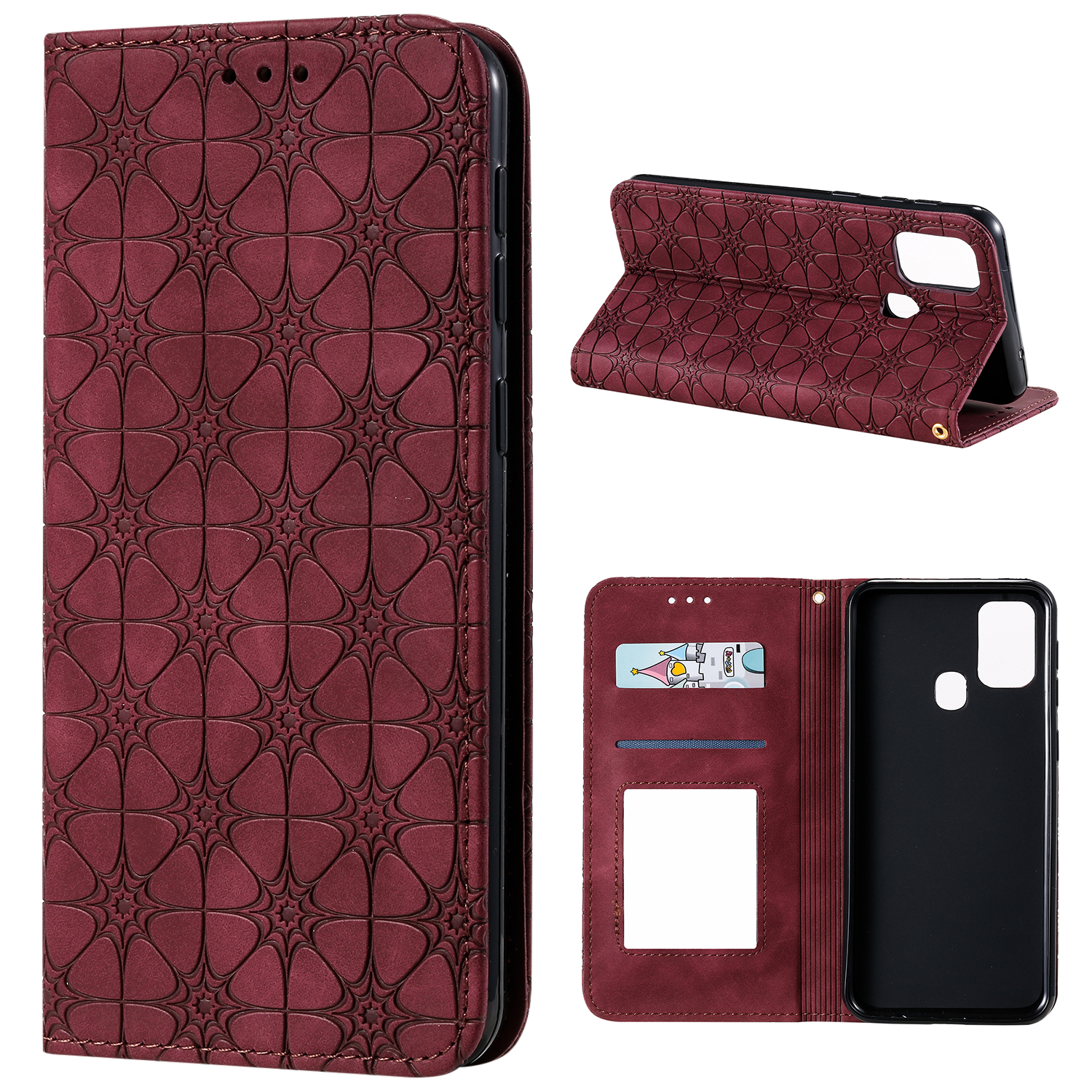 

Imprint Flower Skin Auto-absorbed Cover for Samsung Galaxy M31 - Wine Red, Samsung Galaxy M31