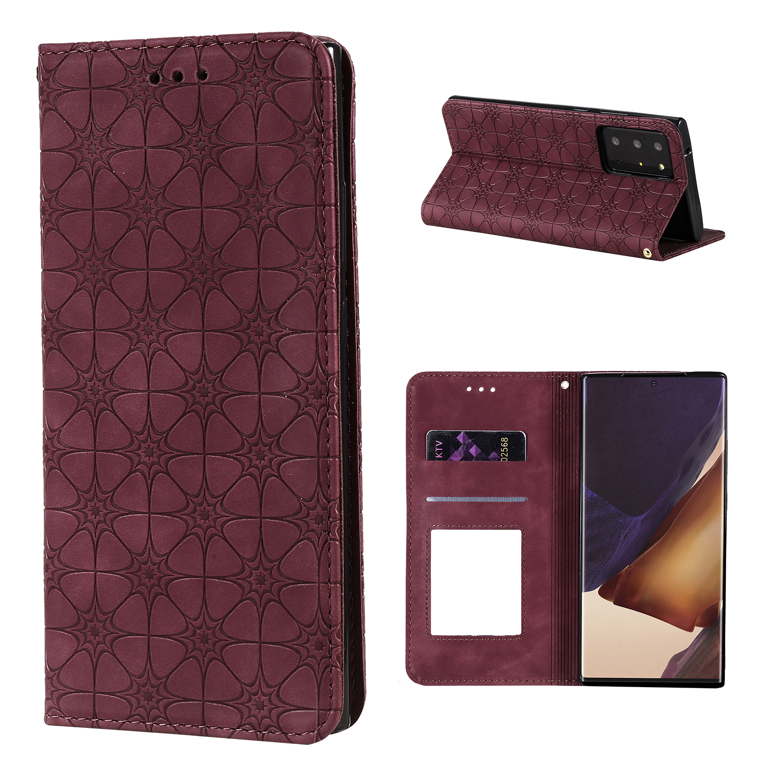 

Imprint Flower Auto-absorbed Leather Cover with Stand for Samsung Galaxy Note20 Ultra/Note20 Ultra 5G - Wine Red, Galaxy Note20 Ultra