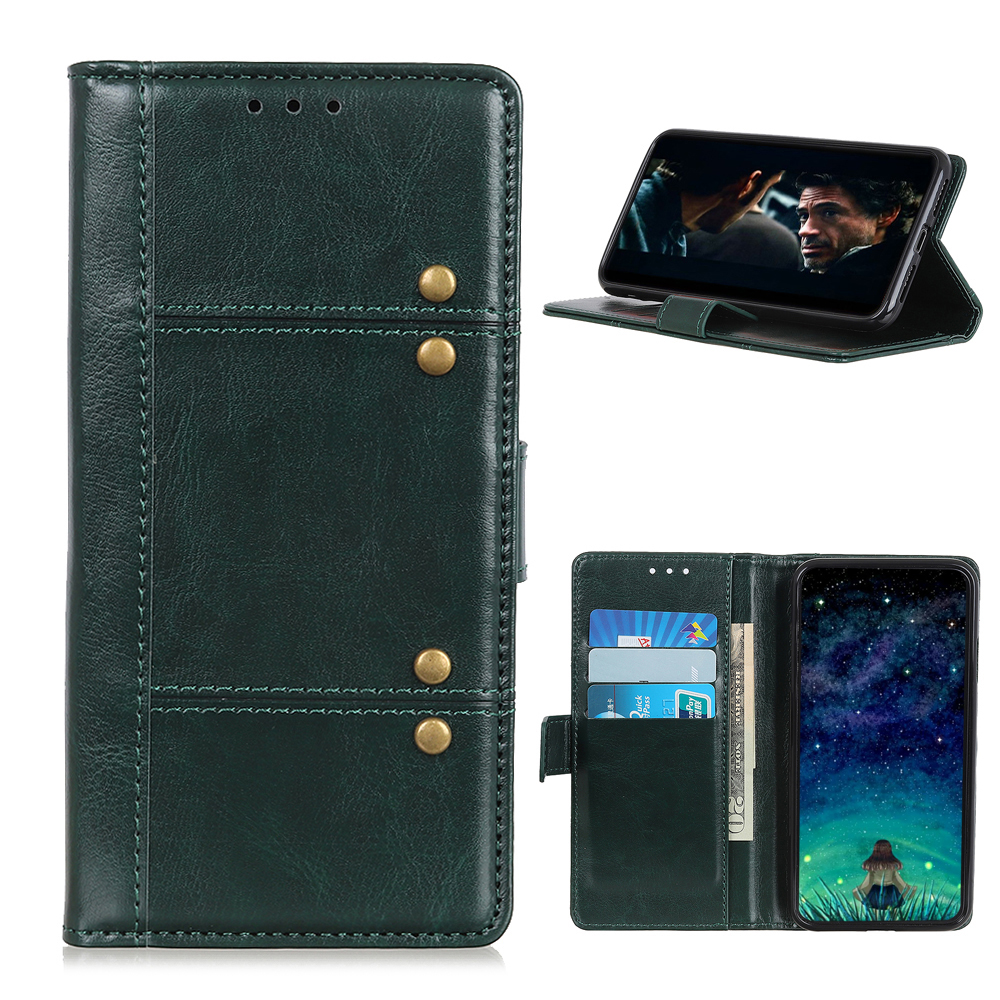 

Rivet Decor Crazy Horse Texture Wallet Stand Leather Case for Samsung Galaxy A42 5G - Green, Galaxy A42 5G