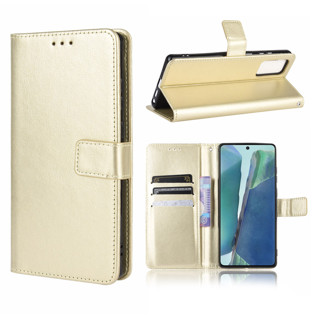 

Crazy Horse Protector Wallet Stand Leather Case with Lanyard for Samsung Galaxy S20 Lite/S20 Fan Edition/FE 4G/5G - Gold, Galaxy S20 Lite