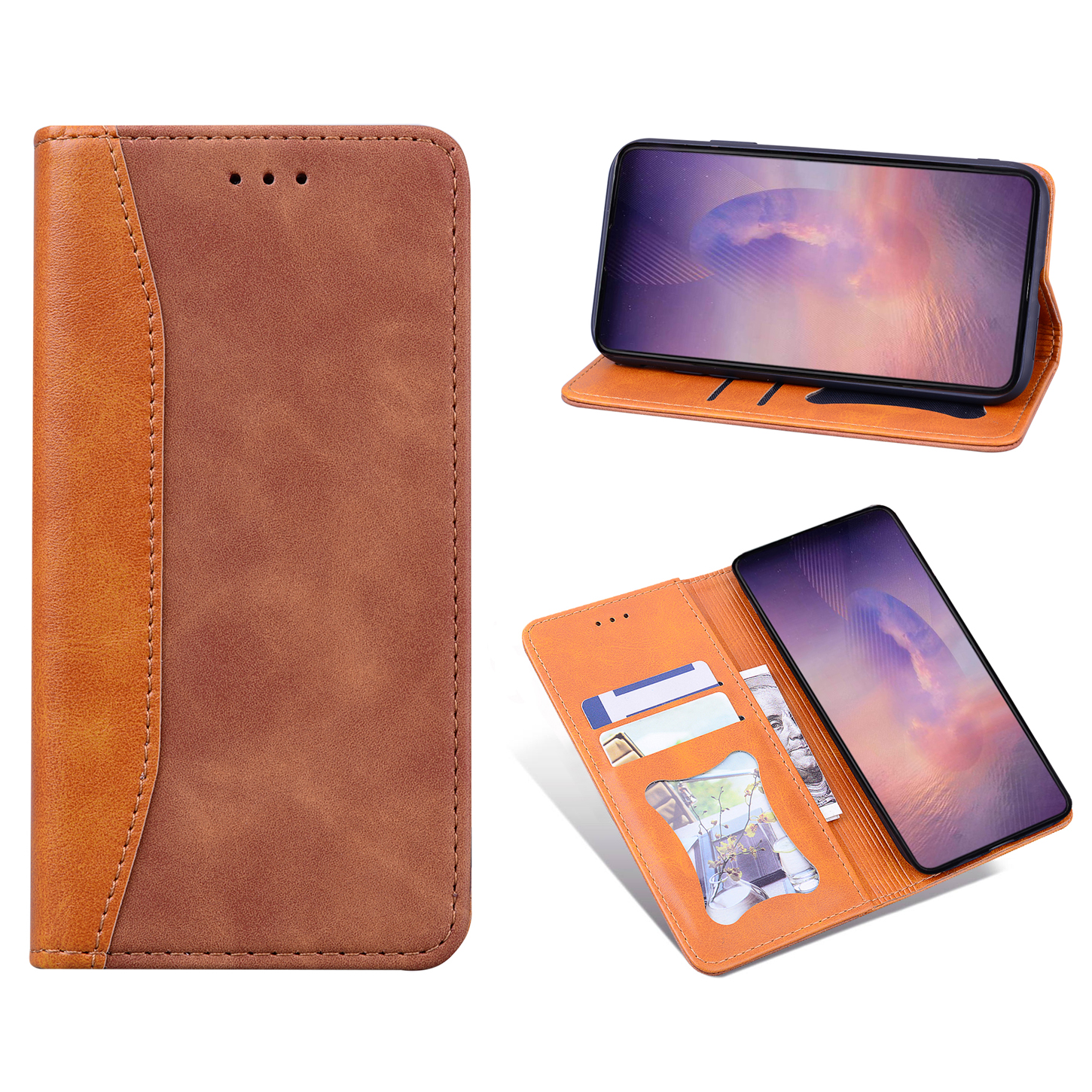

Business Style Splicing Shell Auto-absorbed Leather Wallet Case for Samsung Galaxy Note20 Ultra 5G/Galaxy Note20 Ultra - Brown, Galaxy Note20 Ultra 5G