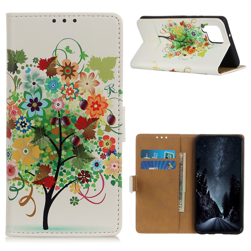 

Pattern Printing PU Leather Wallet Stand Phone Shell for Samsung Galaxy A42 5G - Colorful Tree with Grapes, Galaxy A42 5G