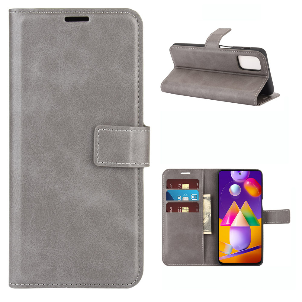 

PU Leather Wallet Cover for Samsung Galaxy M31s - Grey, Galaxy M31s