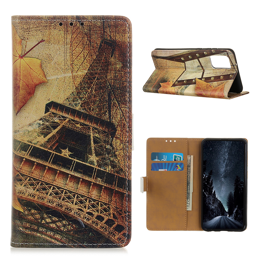 

Printing Leather Stand Shell Case for Samsung Galaxy M51 (International Edition) (Side Fingerprint Hole) - Eiffel Tower, Galaxy M51