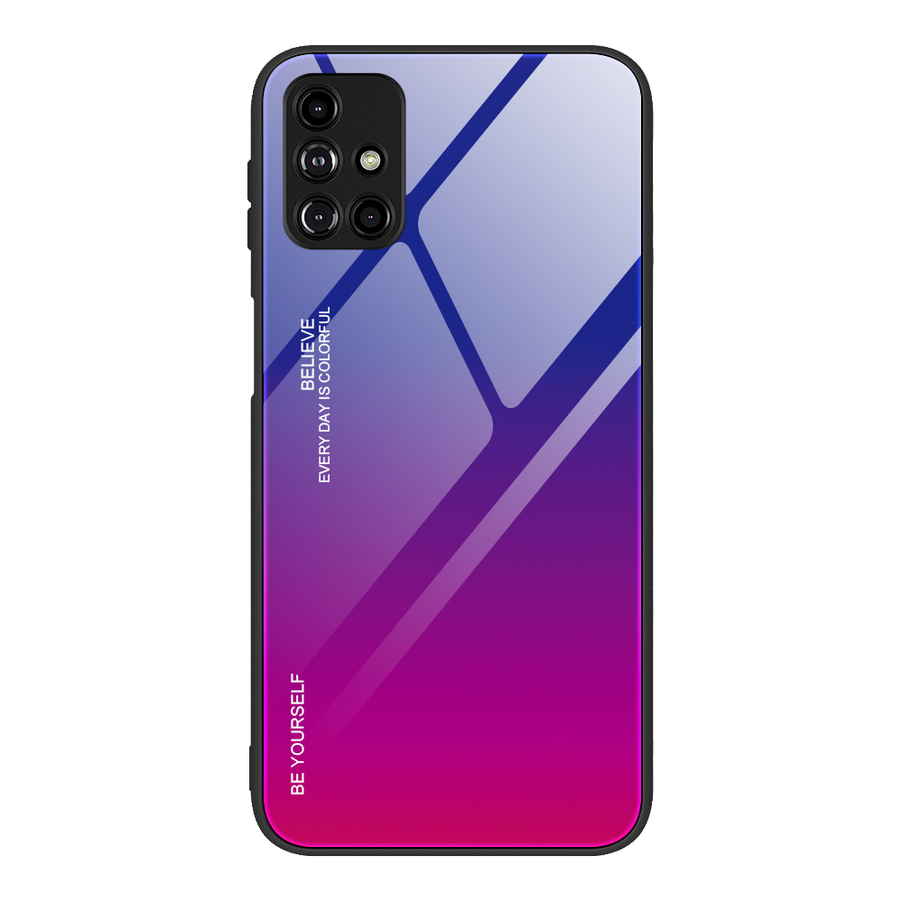 

Gradient Tempered Glass Cell Phone Hybrid Case with TPU Edge for Samsung Galaxy M31S - Gradient Blue Rose, Galaxy M31s