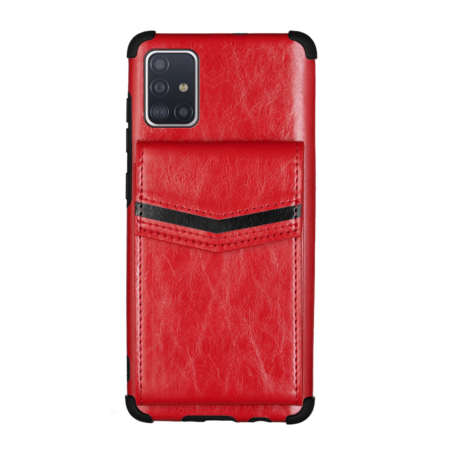 

Anti-fall PU Leather + TPU Shell with Card Slots for Samsung Galaxy A71 SM-A715 - Red, Galaxy A71 4G