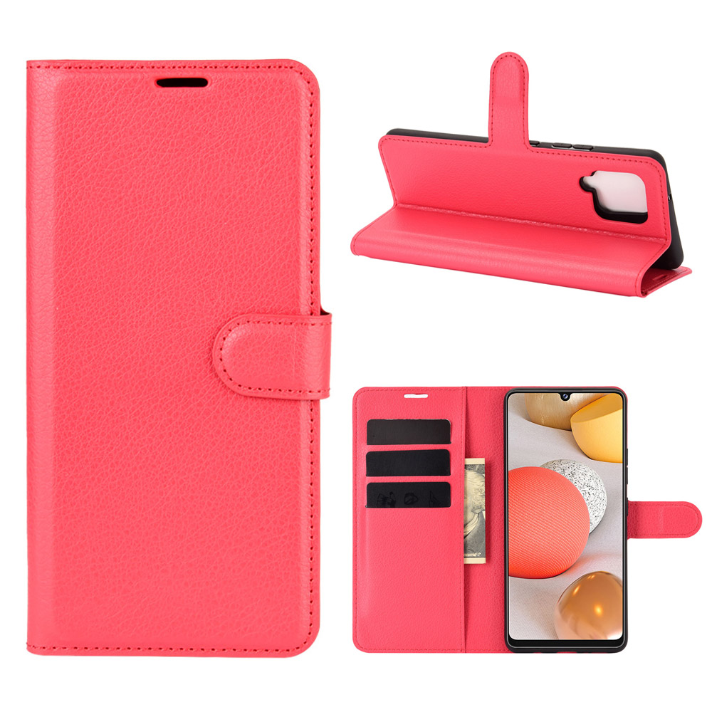 

Litchi Texture Wallet Stand Leather Shell Protective Cover for Samsung Galaxy A42 5G - Red, Galaxy A42 5G