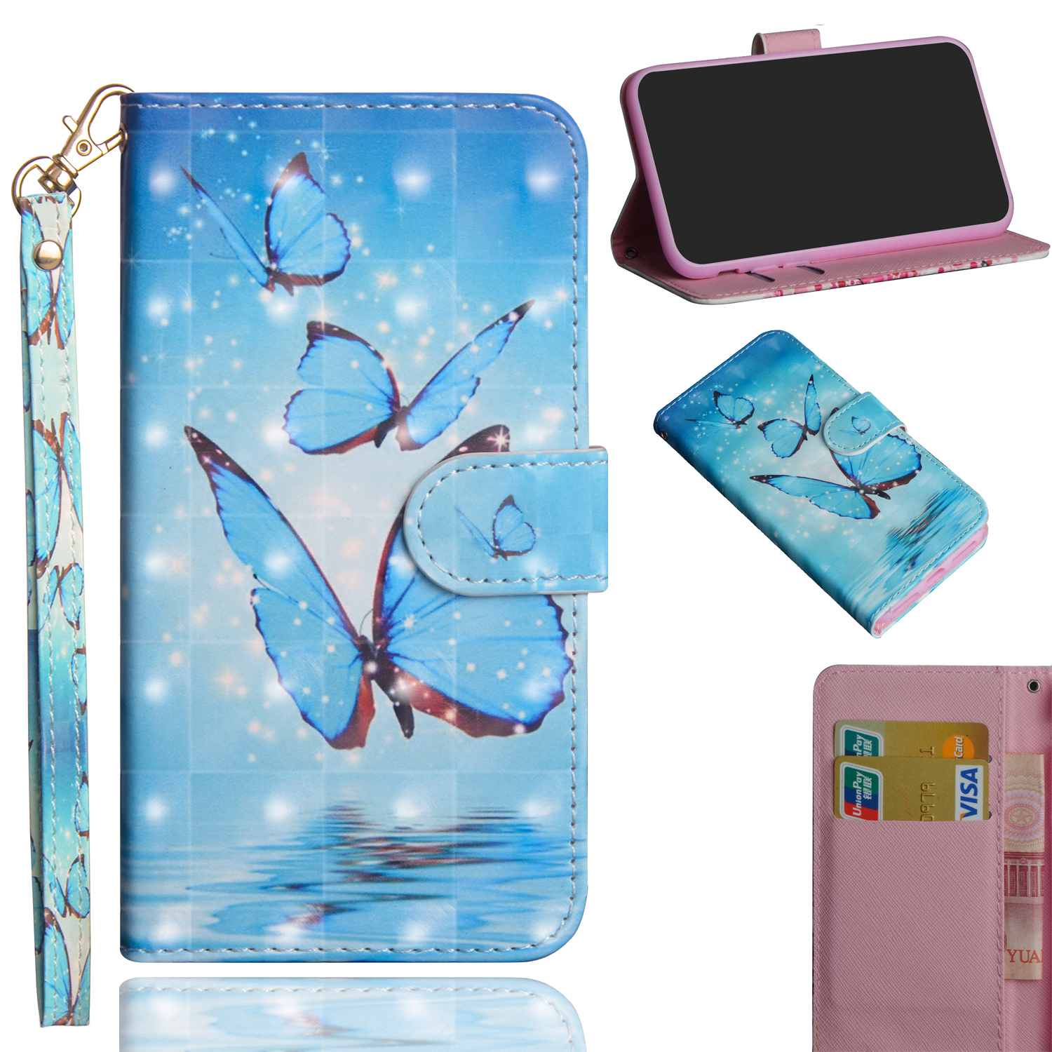 

Light Spot Decor Patterned Leather Wallet Case for Samsung Galaxy M31s - Blue Butterfly, Galaxy M31s