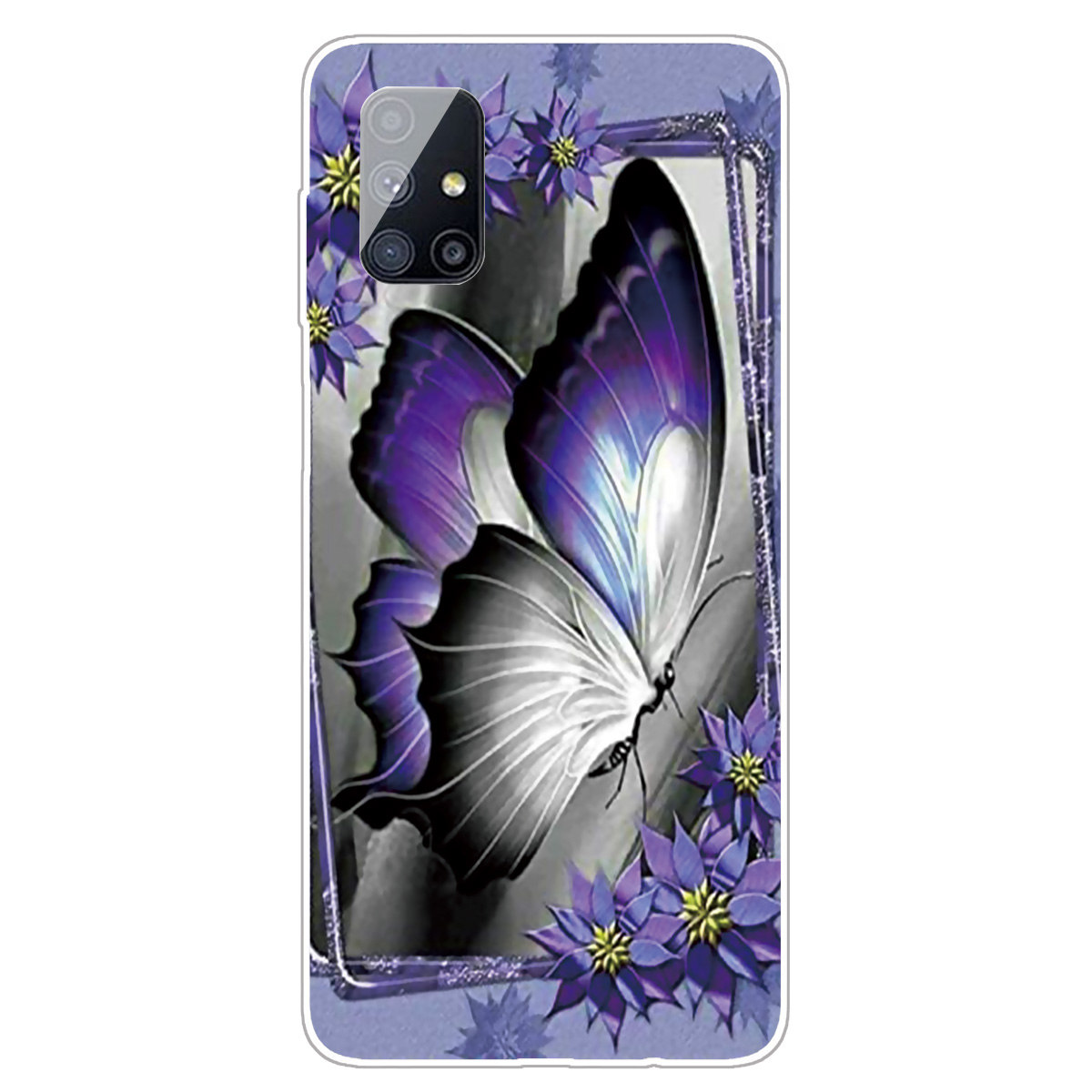 

Шаблон Печати TPU Cover Для Samsung Galaxy M51 Боковой Версии Отпечатков Пальцев - Фиолетовая Бабочка, Galaxy M51