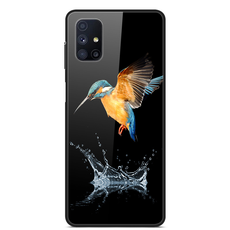 

Узор Печатания Стекла Обратно Гибридный Защитный Чехол Для Samsung Galaxy M51 (боковой Отпечаток Пальцев) - Птица, Galaxy M51