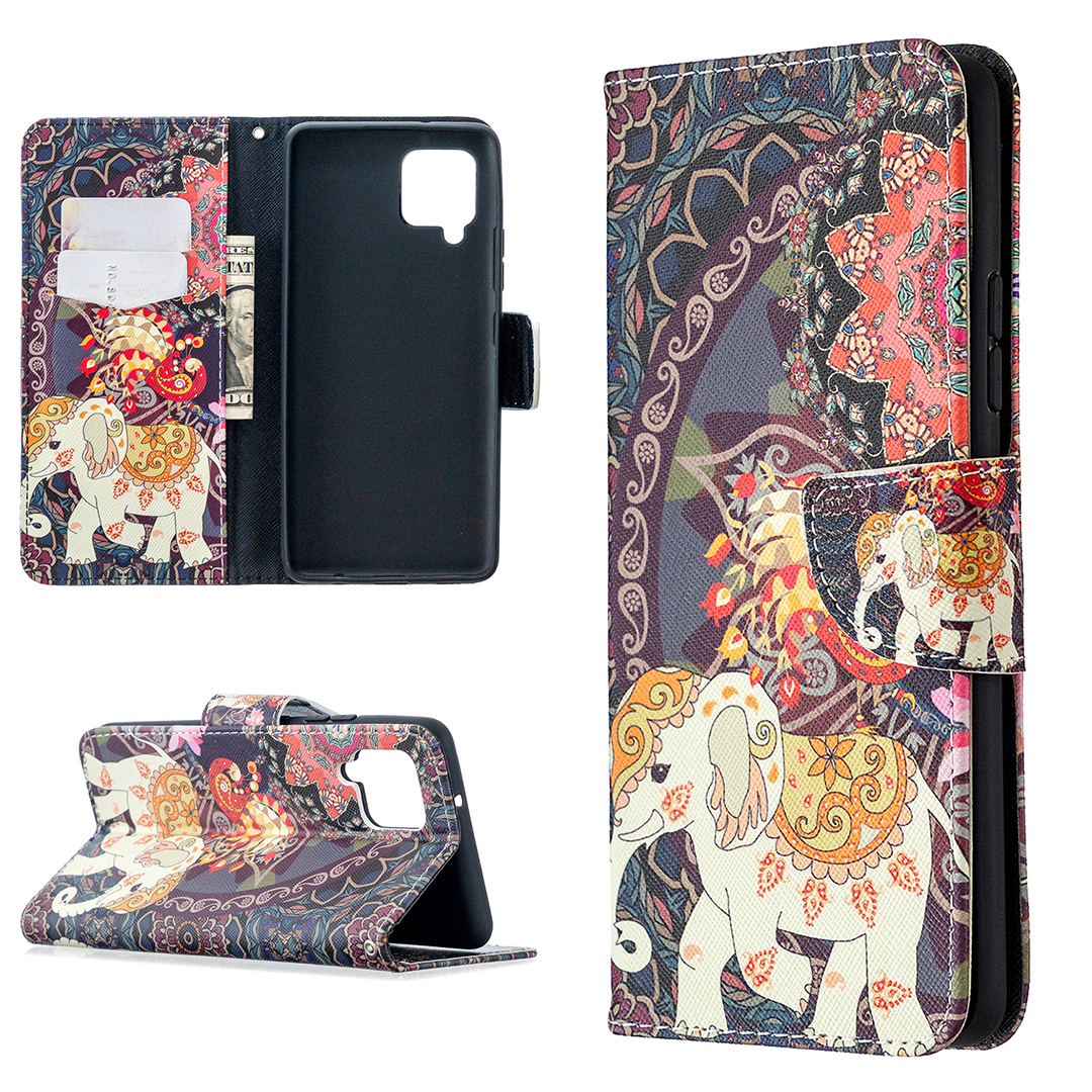 

Pattern Printing Wallet Stand Flip Leather Phone Shell for Samsung Galaxy A42 5G - Malanda and Elephant, Galaxy A42 5G