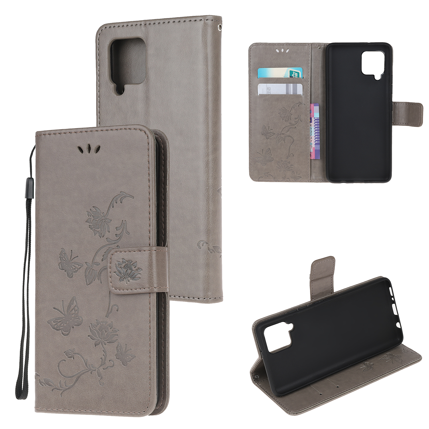 

Imprint Butterfly Flowers Leather Shell Wallet Phone Case for Samsung Galaxy A42 5G - Grey, Galaxy A42 5G