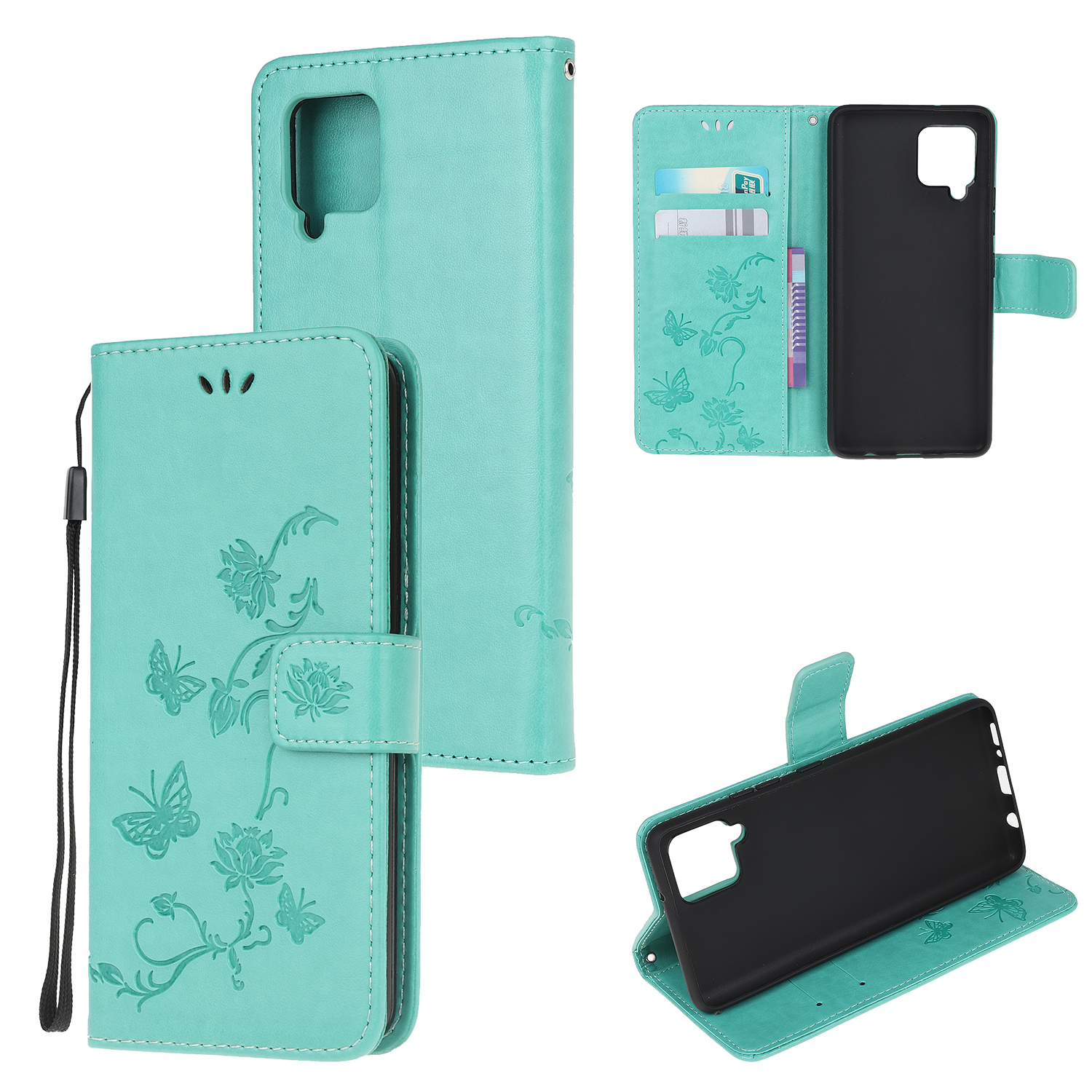 

Imprint Butterfly Flowers Leather Shell Wallet Phone Case for Samsung Galaxy A42 5G - Cyan, Galaxy A42 5G