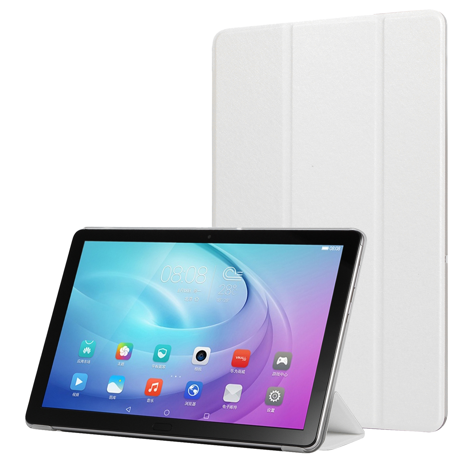 

Leather Case for Samsung Galaxy Tab A7 10.4 (2020) Silk Texture Tri-fold Stand Flip Tablet Cover - White, Galaxy Tab A7 10.4 (2020)
