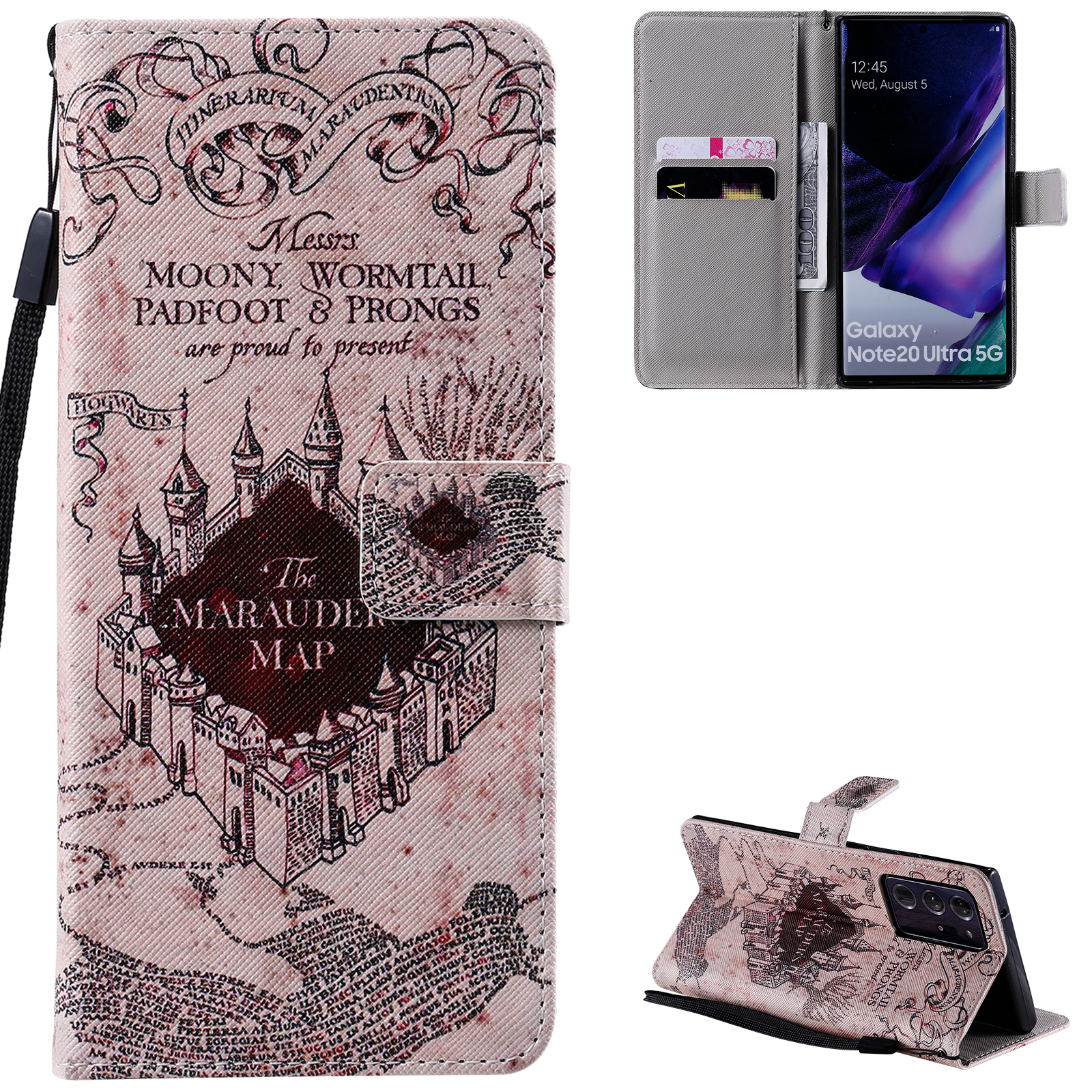 

Pattern Printing Leather Cover with Wallet Stand Phone Case for Samsung Galaxy Note20 Ultra / Note20 Ultra 5G - The Marauders Map, Galaxy Note20 Ultra