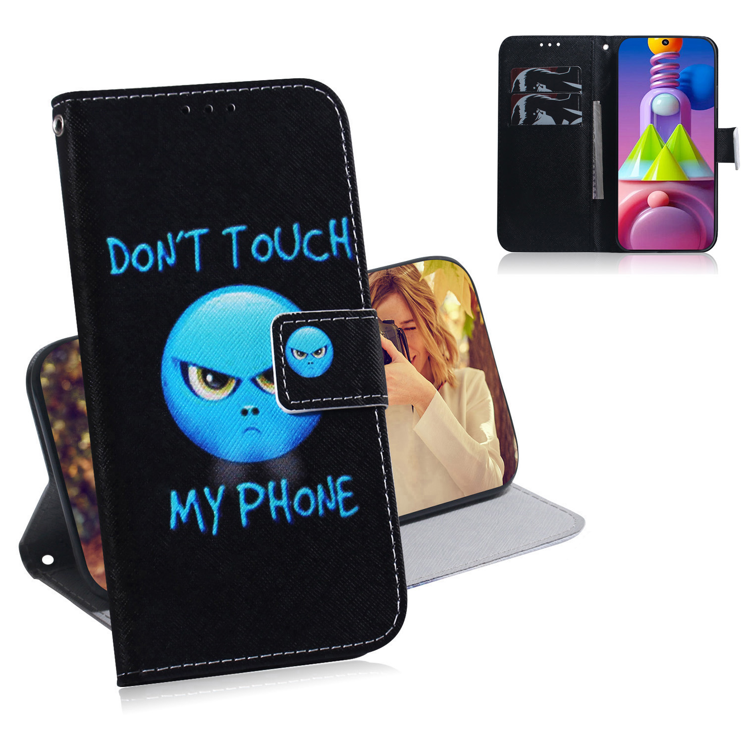 

Шаблон Печати PU Кожаный Кошельщик Чехол Для Samsung Galaxy M51 International Edition Shell - Не Трогай Мой Телефон, Galaxy M51