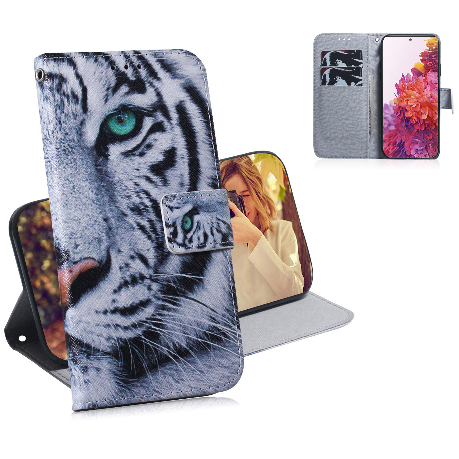 

For Samsung Galaxy S20 FE/S20 Fan Edition/S20 FE 5G/S20 Fan Edition 5G/S20 Lite/S20 FE 2022 Pattern Printing Wallet Leather Phone Case - Tiger, Galaxy S20 FE 5G