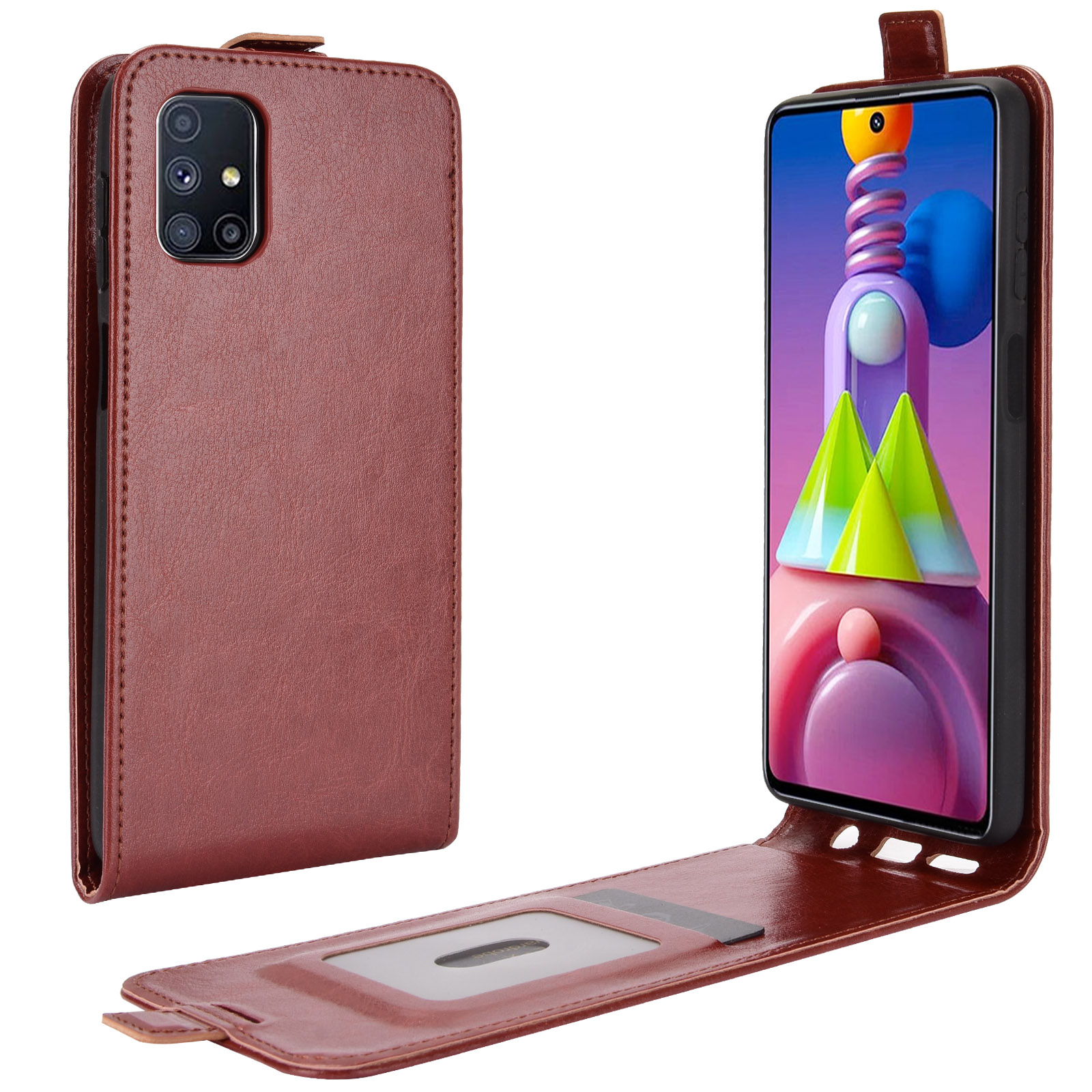 

Crazy Horse Vertical Flip Phone Protective Shell for Samsung Galaxy M51 - Brown, Galaxy M51