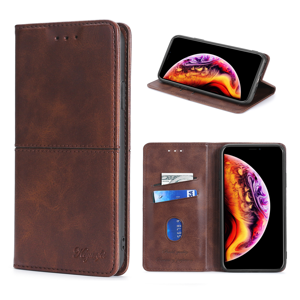 

Magnetic Leather Phone Cover Case with Stand and Card Slots for Samsung Galaxy A42 5G - Brown, Galaxy A42 5G