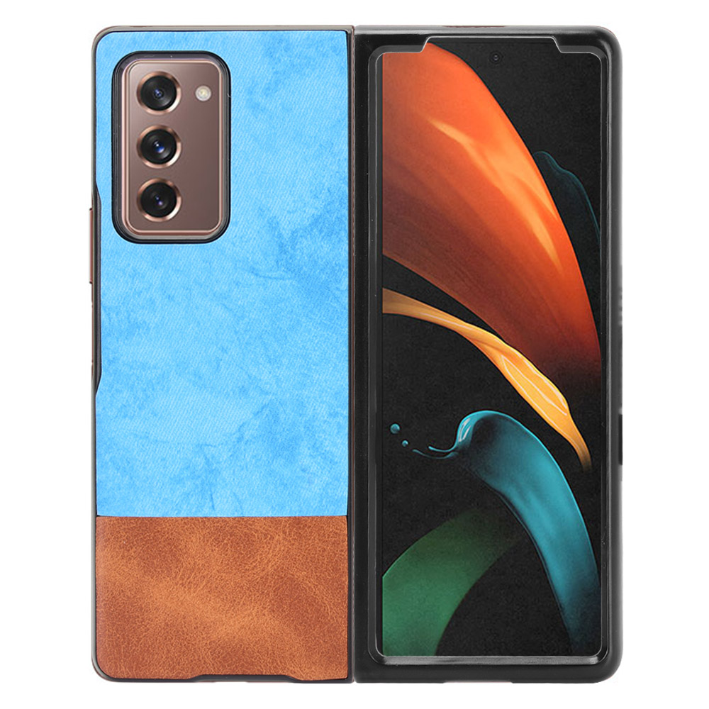 

Bi-color Leather PC TPU Hybrid Case for Samsung Galaxy Z Fold2 5G Cover - Blue, Galaxy Z Fold2 5G