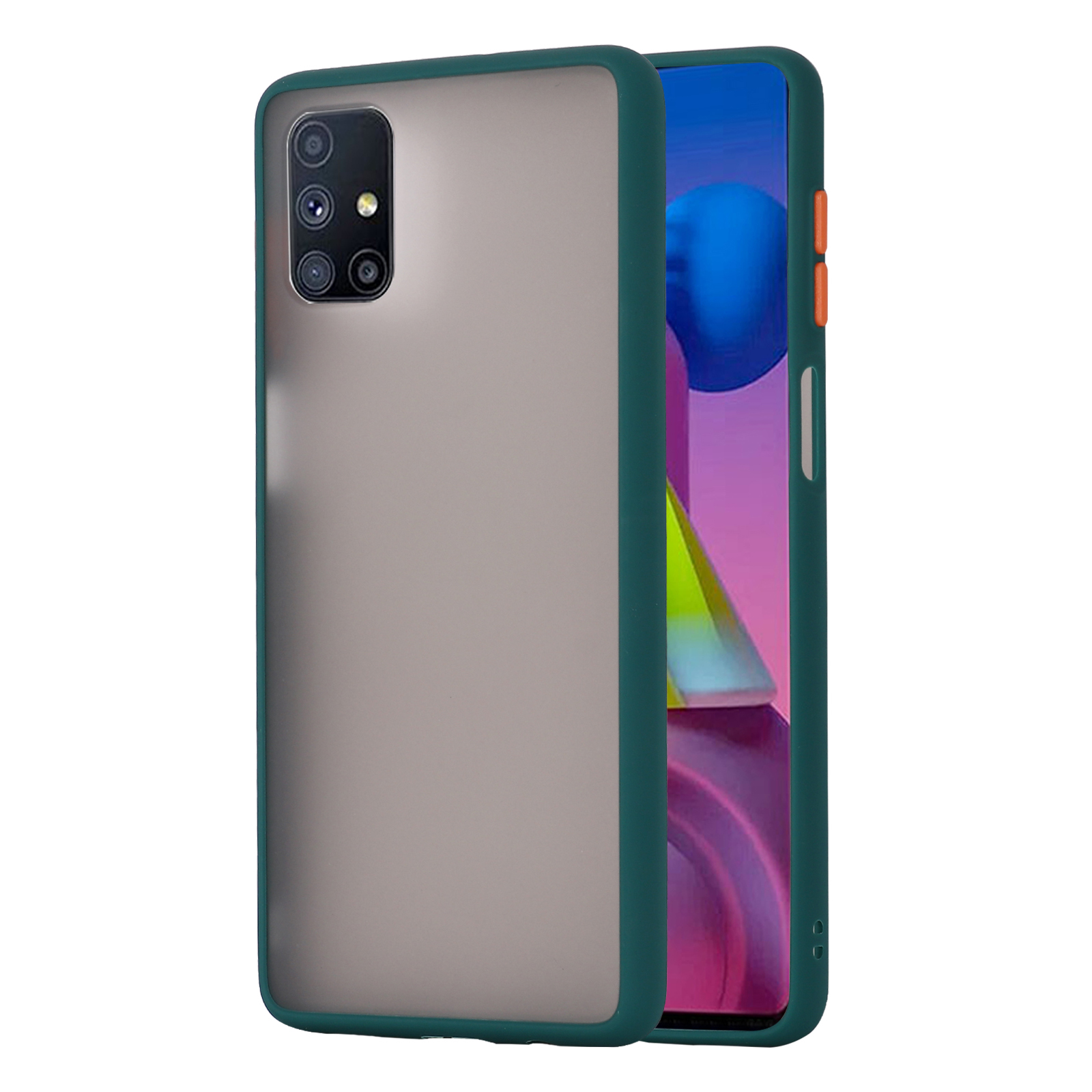 

Matte Skin Dropted PC + TPU Гибридный Чехол Для Samsung Galaxy M51 Боковой Версии Отпечатков Пальцев - Черновато-зеленый, Galaxy M51